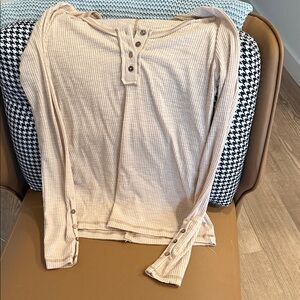 LA MIEL Beige Long Sleeve Henley Top